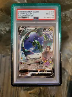 2021 POKEMON SWORD & SHIELD EVOLVING SKIES #194 FULL ART/RAYQUAZA V PSA 10 - Image 1