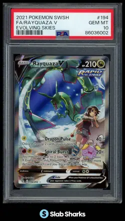 2021 POKEMON SWORD & SHIELD EVOLVING SKIES #194/203 RAYQUAZA V FULL ART PSA 10 - Image 1
