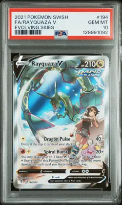 2021 POKEMON SWORD & SHIELD EVOLVING SKIES #194 FULL ART/RAYQUAZA V PSA 10 - Image 1