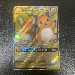 Pokemon TCG Raichu & Alolan Raichu GX 220/236 Tag Team Full Art Ultra Rare NM - Image 1