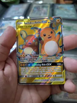 Pokemon TCG Raichu & Alolan Raichu GX 220/236 Tag Team Full Art Ultra Rare NM - Image 1