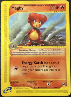 Magby 52/165 Expedition E-Reader Rare Pokemon Card NM - Image 1