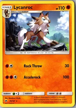 Lycanroc (76) 76/147 Rare SM - Burning Shadows LP Pokemon Card - Image 1