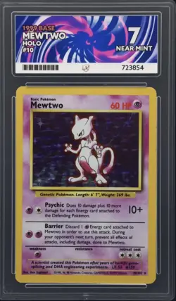 Mewtwo 1999 Base Holo 10/102 ACE GRADED 7 NEAR MINT Pokemon Card - Image 1