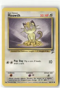 Pokemon Meowth Common Base Set 2 080/130 - Image 1
