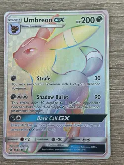 Pokemon TCG Umbreon GX Full Art Ultra Rare Holo Sun & Moon Base Set RAINBOW RARE - Image 1