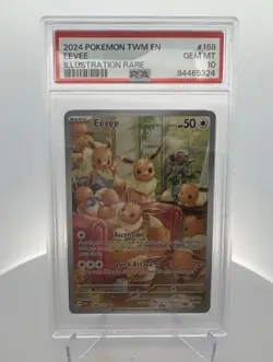 2024 POKEMON TWM EN-TWILIGHT MASQUERADE ILLUSTRATION RARE #188 EEVEE PSA 10 - Image 1