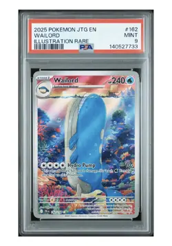 2025 POKEMON JTG EN-JOURNEY TOGETHER ILLUSTRATION RARE #162 WAILORD PSA 9 - Image 1