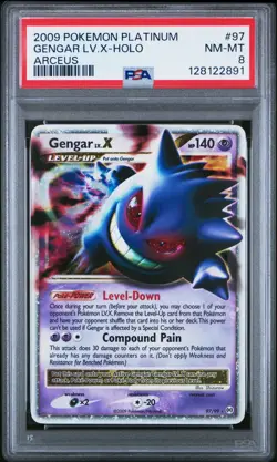 2009 POKEMON PLATINUM ARCEUS #97 GENGAR LV.X-HOLO PSA 8 - Image 1