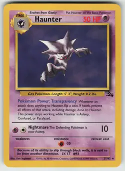 Pokemon Haunter (21) Rare Unlimited Fossil 21/62 NM - Image 1