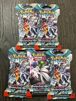 Pokemon TCG Paradox Rift Sleeved Booster Packs Lot of 5 Sealed/New - Image 1