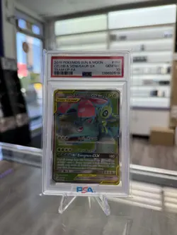 2019 POKEMON SUN & MOON TEAM UP #159 FULL ART/CELEBI & VENUSAUR GX PSA 10 - Image 1
