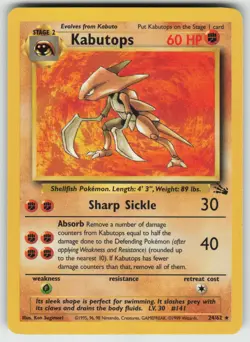 Pokemon Kabutops (24) Rare Unlimited Fossil 24/62 NM - Image 1