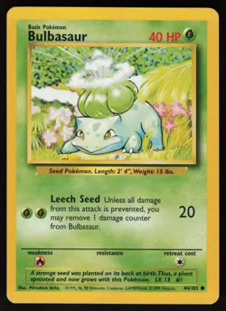 Pokemon Bulbasaur Common Normal Base Set 044/102 NM - Image 1