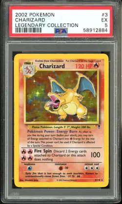 2002 Pokemon Legendary Collection 3 Charizard Holo PSA 5 Excellent - Image 1