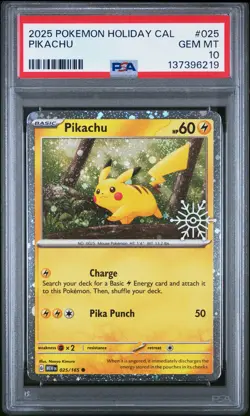 2025 POKEMON HOLIDAY CALENDAR #025 PIKACHU PSA 10 - Image 1