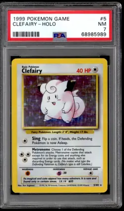 Pokemon Base Set Unlimited Clefairy 5/102 PSA 7 - Image 1