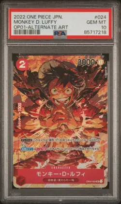 One Piece Japanese Holo Monkey D. Luffy OP01-024 PSA 10 GEM MINT Alternate Art - Image 3