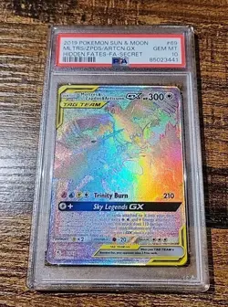 2019 POKEMON SUN & MOON HIDDEN FATES SECRET FA/MOLTRES ZAPDOS ARTICUNO GX PSA 10 - Image 1