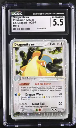 CGC 5.5 Dragonite ex 90/97 2003 EX Dragon Ultra Rare Holo Pokemon Card - Image 1
