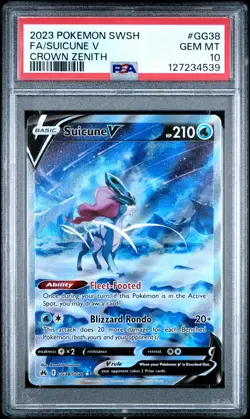 PSA GEM MT 10 - Suicune V #GG38/GG70 Pokemon Sword And Shield Crown Zenith - Image 1