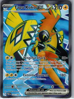 Tapu Koko ex 222/182 SV04: Paradox Rift - Pokemon Card - NM - Image 1
