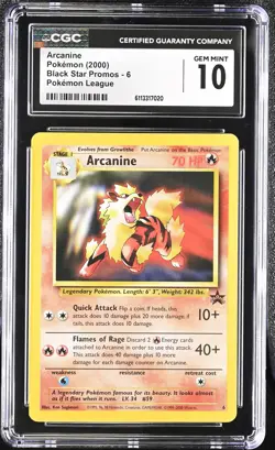 CGC 10 Arcanine 2000 Black Star Promos 6 Pokemon League Graded Pokemon Card - Image 1