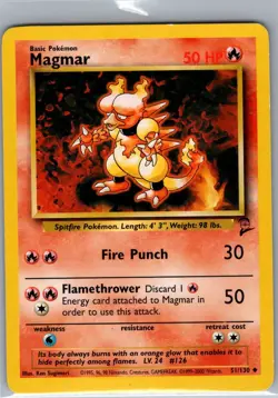 Magmar 51/130 Non Holo Base Set 2 - Pokemon Card - LP - Image 1