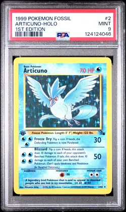 1999 POKEMON FOSSIL 1ST EDITION #2 ARTICUNO-HOLO PSA 9 - Image 1