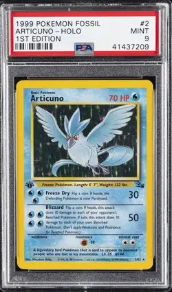 1999 POKEMON FOSSIL 1ST ED #2 ARTICUNO-HOLO PSA 9 - Image 1