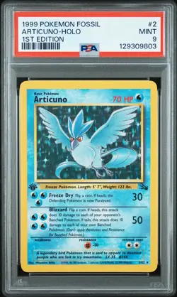 1999 POKEMON FOSSIL 1ST ED #2 ARTICUNO-HOLO PSA 9 - Image 1