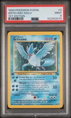 1999 POKEMON FOSSIL 1ST ED #2 ARTICUNO-HOLO PSA 9 - Image 1