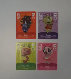 Animal Crossing "Joan, Chops, Pancetti, Gala" Amiibo Villager Cards - Image 1