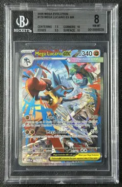 MEGA LUCARIO EX BGS 8 2025 POKEMON EVOLUTION #179/132 SPECIAL ILLUSTRATION RARE - Image 1