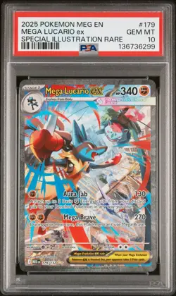 Pokemon TCG Mega Lucario EX 179/132 Mega Evolution PSA 10 - Image 1