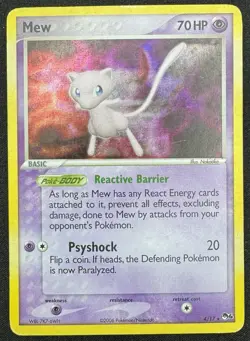 2007 Mew Holo (Swirl) POP Series 4 4/17 Pokemon TCG Promo Vintage HP (Damaged) - Image 1