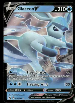 Pokemon Cards Glaceon V 038/159 Crown Zenith Holo Rare V NM - Image 1