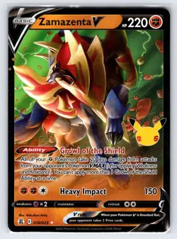 Zamazenta V 018/025 2021 Celebrations Set Pokemon Card Full Art Holo - Nm - Image 1