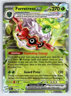 Forretress ex 002/091 2024 Paldean Fates Pokemon Card Ultra Rare Holo - Nm - Image 1