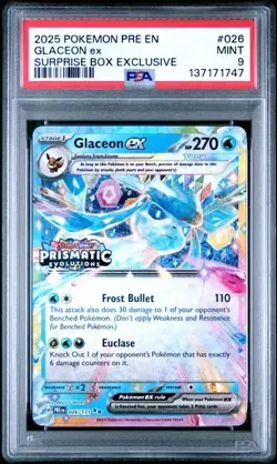 Glaceon ex 026/131 - Prismatic Evolutions Stamped - Pokemon Suprise Box - PSA 9 - Image 1