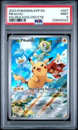 Pokemon Pikachu #027 Paldea Evolved Black Star Promo 2023 PSA 9 - Image 1