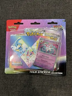 Prismatic Evolutions 3 Pack Blister Tech Sticker Collection Pokemon Tcg Sealed - Image 1