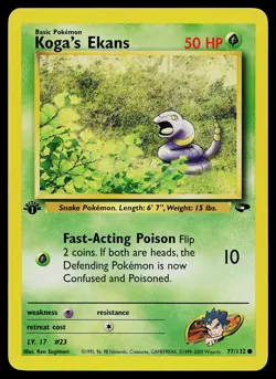 Pokemon Card - Koga's Ekans Gym Challenge 1st Edition 77/132 Common - Image 1