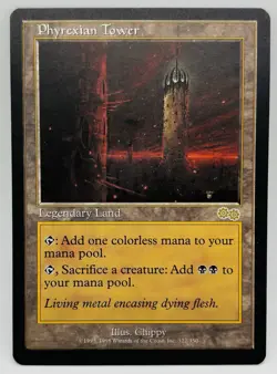 Phyrexian Tower Magic the Gathering MTG Urza's Saga Rare Legendary Land - Image 1