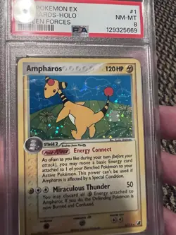 PSA 8 Pokemon 2005 EX Unseen Forces Ampharos Holo #1 - Image 1