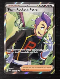 Team Rocket's Petrel 226/182 Sv10: Destined Rivals Holo Trainer Full Art Pokemon - Image 1