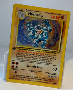 Machamp 1st Edition Holo 8/102 Pokemon card Base Set Heavily Played or better - Image 1
