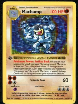 Machamp 8/102 1st Edition Shadowless Heavily Played WOTC Base Set Pokemon Card - Image 1