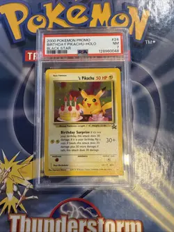 2000 Pokemon Promo Black Star #24 Birthday Pikachu Holo PSA 7 NM - Image 1