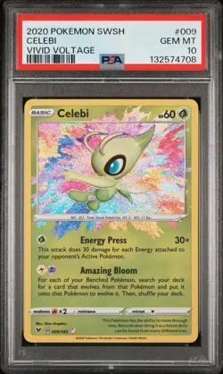 2020 POKEMON SWORD & SHIELD VIVID VOLTAGE #009 CELEBI PSA 10 - Image 1